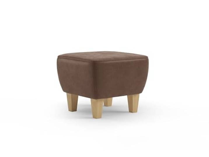 Cavadore Hocker Vida / Polsterhocker mit massiven Holzfüßen in Buche / 52 x 46 x 52 / Mikrofaser, Hellbraun