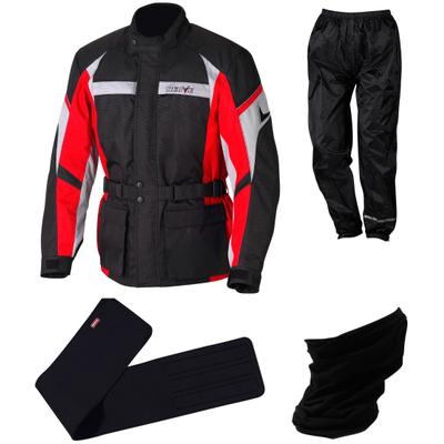 Motorradkombi NERVE "NERVE Set" Gr. XXL, schwarz (schwarz, rot), Overalls, XXL, N-Gr, Obermaterial: 100% Polyester. Innenseite: 100% Polyester