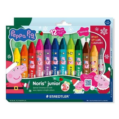 STAEDTLER Wachsmalkreiden Wachsmalkreide Promo Peppa 12er Set + Schaber, Weihnachten