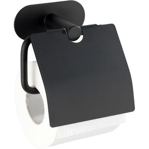 Wenko Toilettenpapierhalter Orea Black, schwarz, zum Kleben, für 1 Rolle, aus Edelstahl