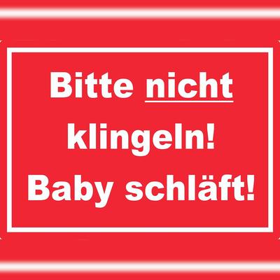 HB-Druck Bitte nicht klingeln Baby schläft Aufkleber mit Text rot-weiss A2 (420x594mm)