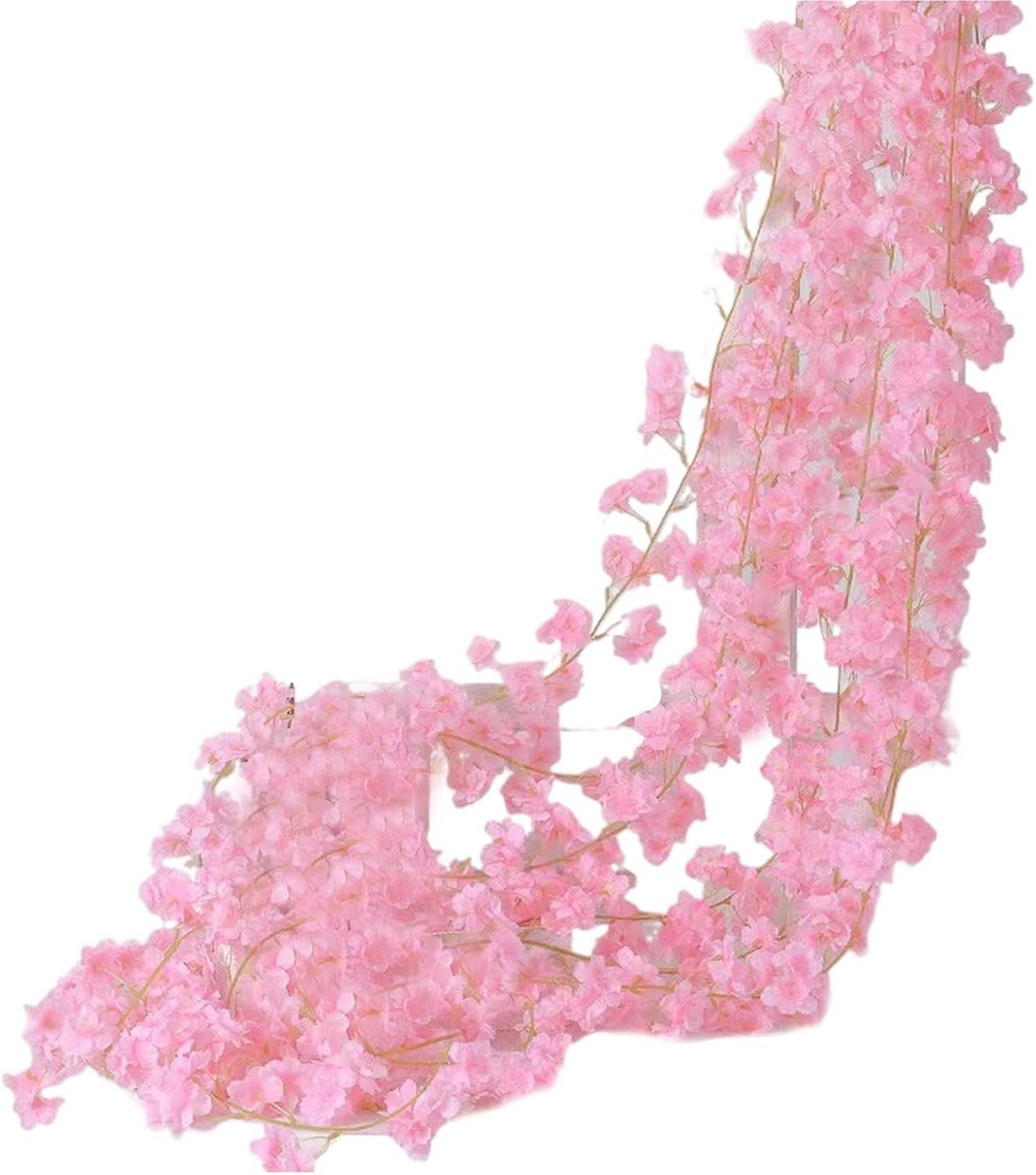 Roze kunstbloemenslinger met hangbare wijnranken voor huisdecoratie