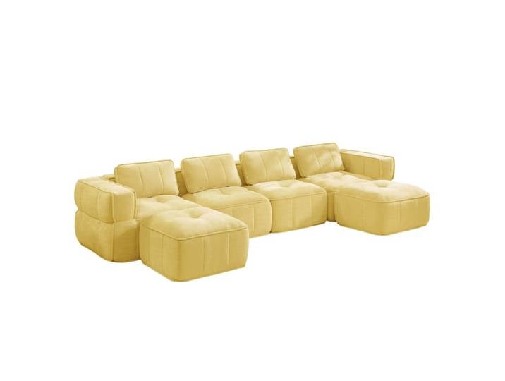 Canapé modulaire u 4 places en polyester jaune