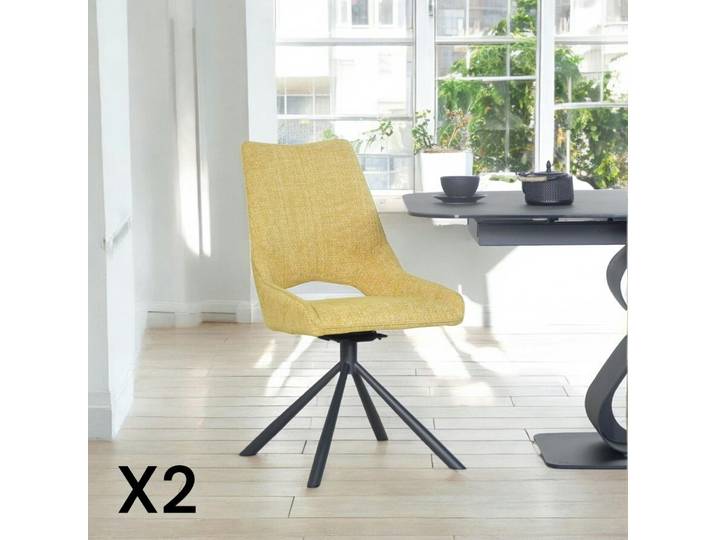 Chaise pivotante moderne en tissu (lot de 2) LIGURIE - Moutarde