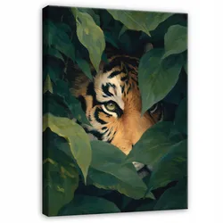 LEINWANDBILD Tiger Blätter Grün 40x60 cm