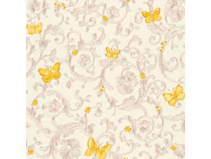 Papier peint Baroc Butterfly I 70 x 1005cm Jaune / Gris