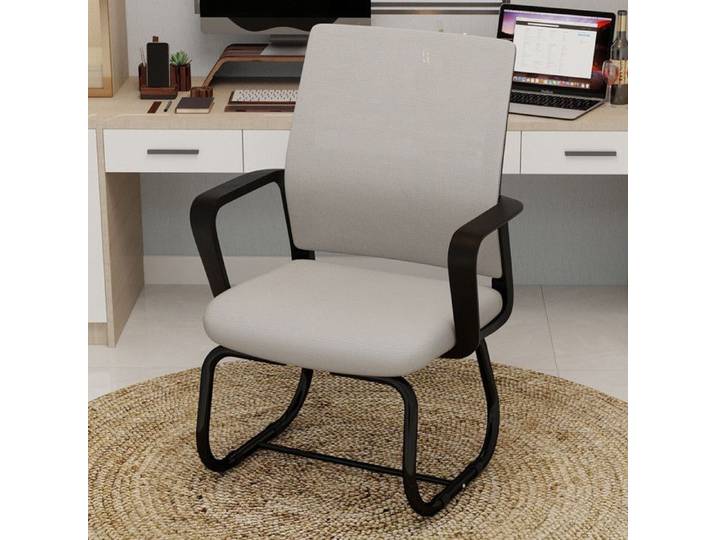 NuvlaGu - Chaise de bureau moderne - Convient à la maison et au bureau - Sans roulettes - Ergonomique - Gris/Noir