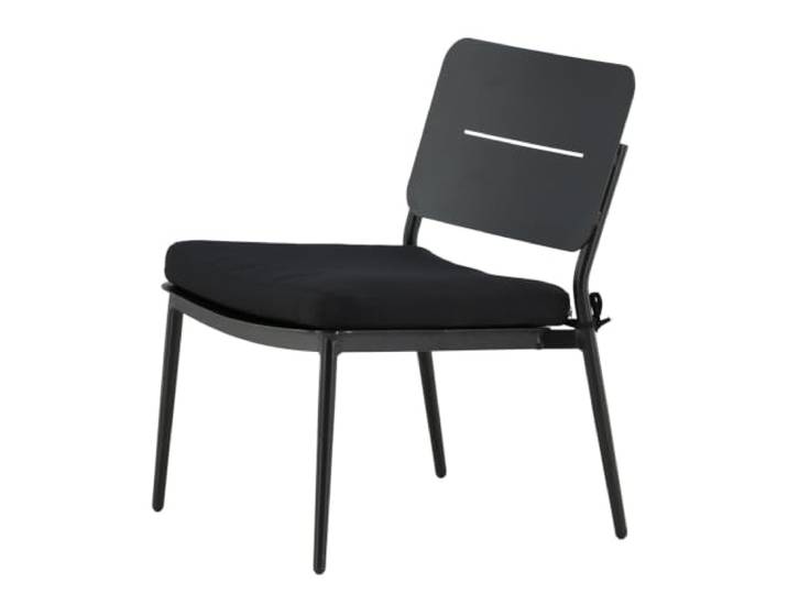home24 Loungestuhl Metall Schwarz 59 x 55 x 73 cm Stahl, Pflege: feuchtes Baumwolltuch, montiert geliefert, wasserabweisende Kissen