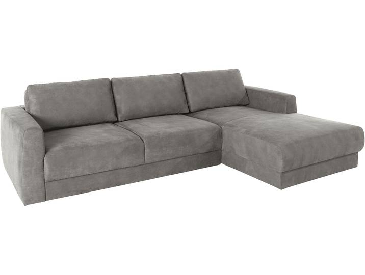 Ecksofa, Luxus-Microfaser Lederoptik, Grau, 264×175 cm, Recamiere Rechts, Modern, andas