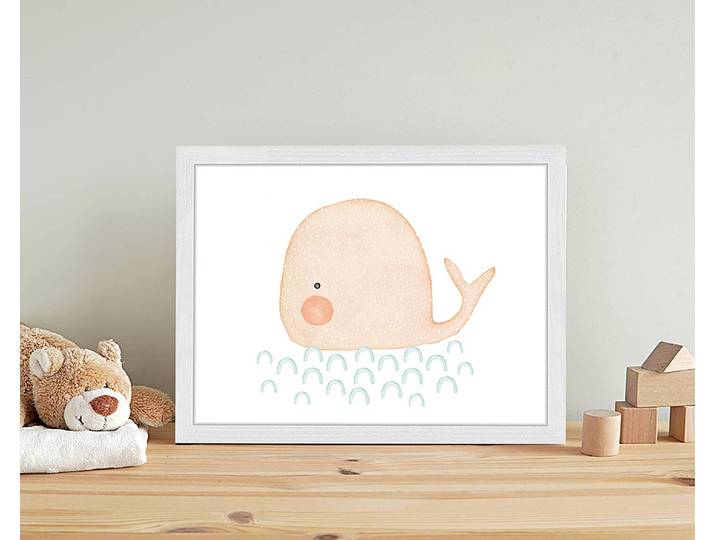 Tableau déco Baby Whale 33 x 43cm Multicolore