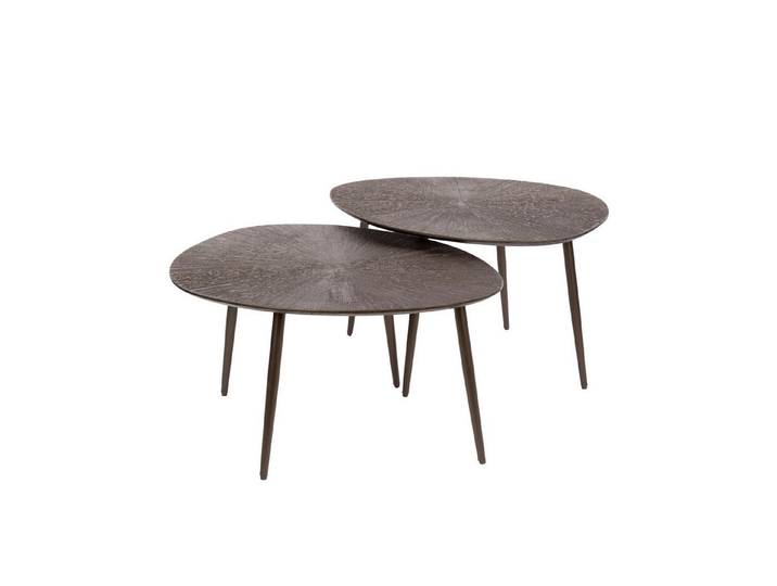 Villa Möbel Couchtisch Brown (1 Tisch, 2-St), Couchtisch Set aus Metall in Bronze Blattform