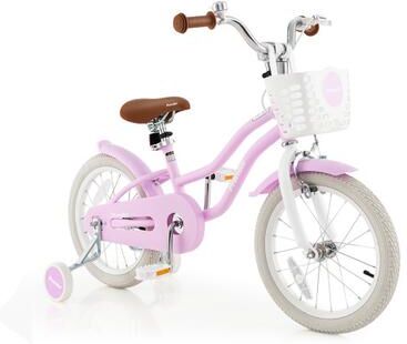 Costway 16 Inch Kids Bike with Front Handbrake and 2 Training Wheels-Purple