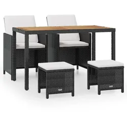 Helloshop26 - Gartenmöbelset Outdoor-Möbel 5-teiliges stapelbares Möbelset Rattan und schwarzes Akazienholz 02_0018330