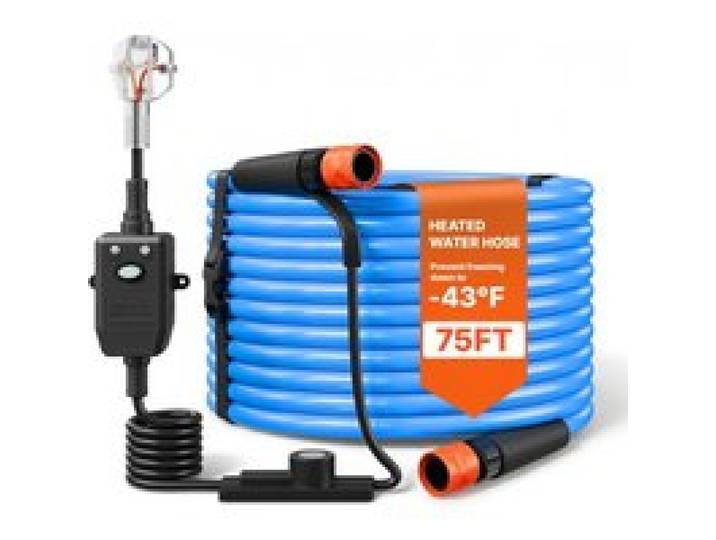 VEVOR Beheizter Wasserschlauch für Wohnmobile 22,86 m Trinkwasserschlauch für Trinkwasser Waschen Duschen, mit Thermostat -43 °C Frostsicher FI-Schalter Glatter Oberfläche 12,7 mm Innendurchmesser