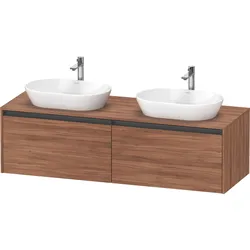 Duravit Ketho.2 Konsolenwaschtischunterbau, Beckenausschnitt beidseitig, 1600x459x550mm, 2 Auszüge, K24889B79790000, Farbe: Nussbaum Natur Dekor