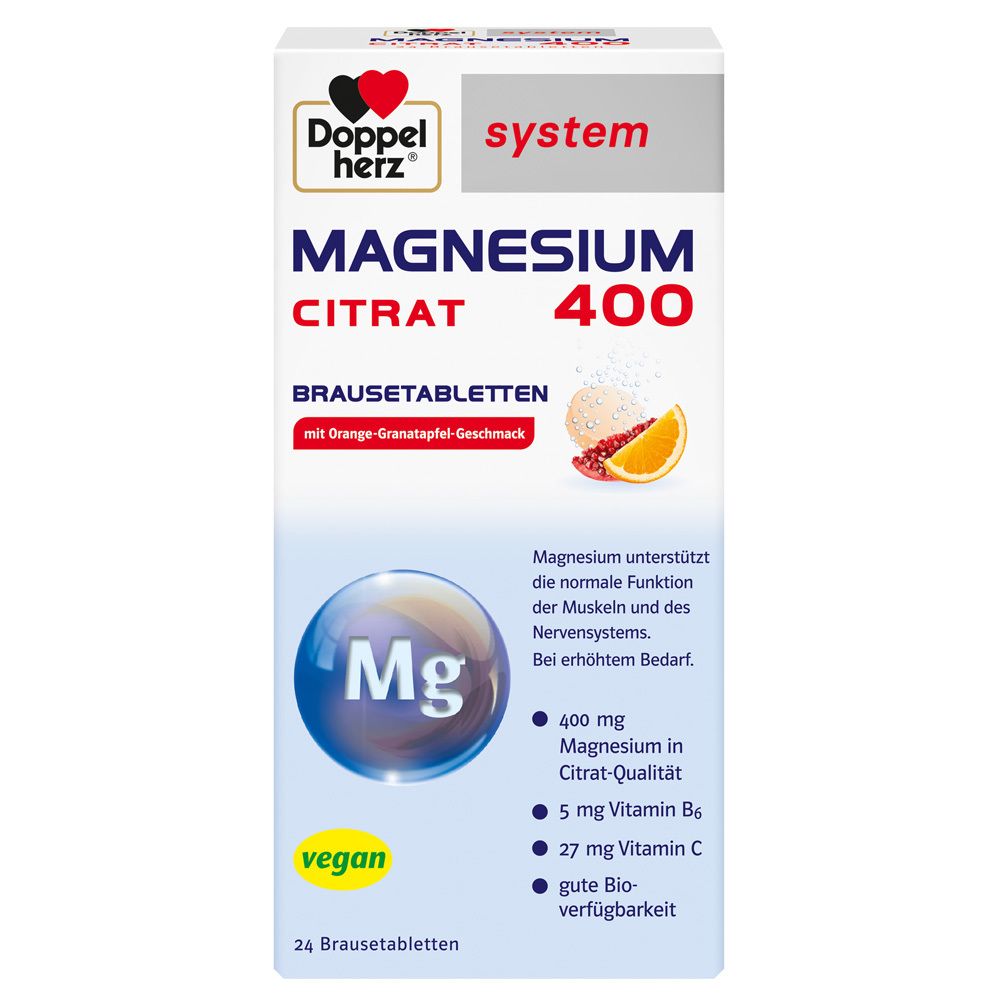 Doppelherz Magnesium 400 Citrat system Brausetabl. 24 St Brausetabletten