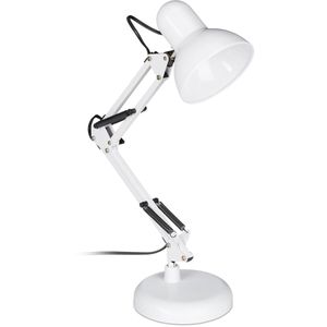 Relaxdays Schreibtischlampe mit E27-Fassung, mit Standfuß, weiß