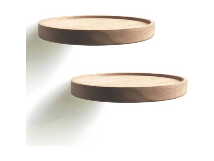 Coracle Étagère Murale Ronde Bois Étagère Flottante Lot De 2 Ø18Cm Étagère Murale En Hêtre Massif : Polyvalente Comme Table De Che