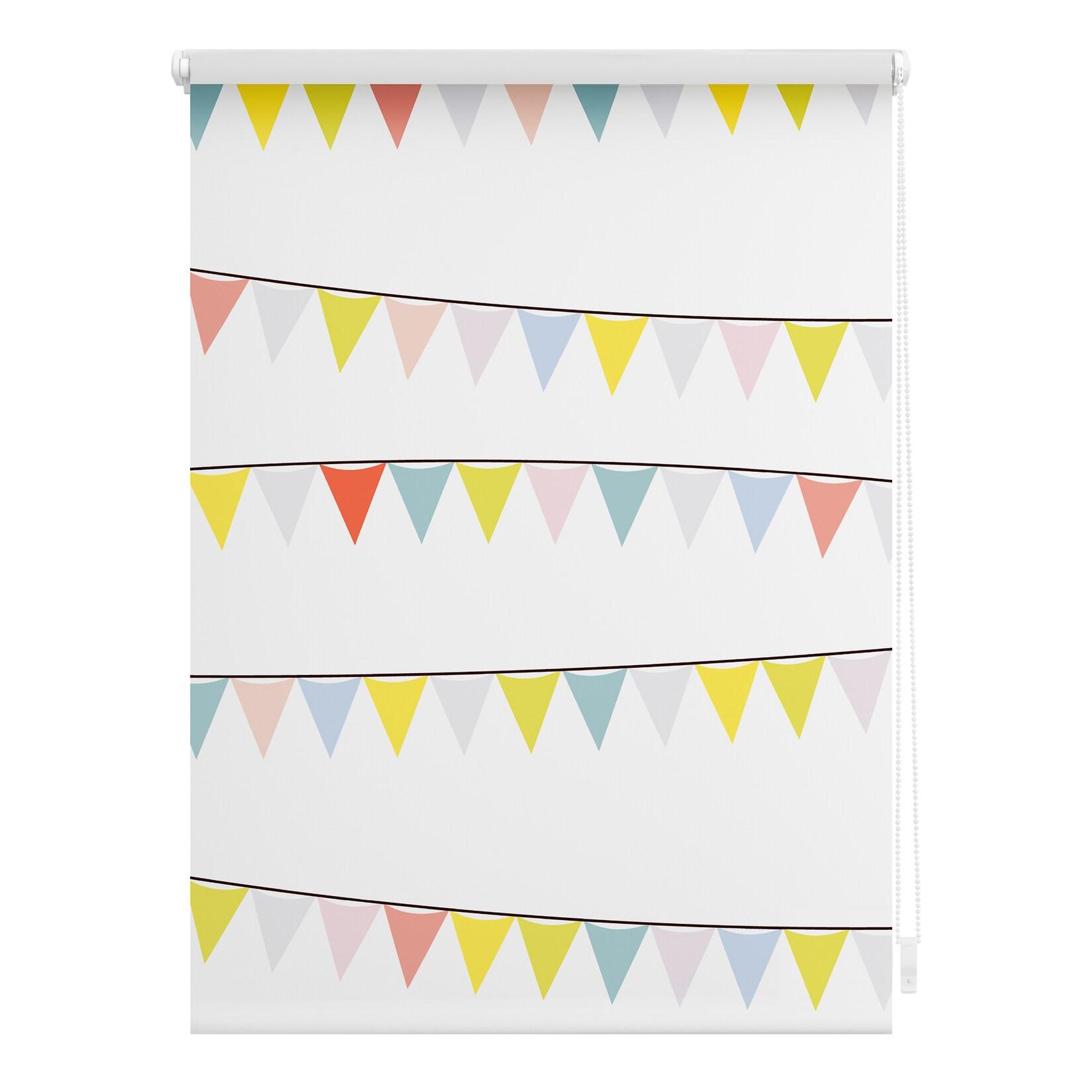 Lichtblick Rollo Klemmfix, ohne Bohren, blickdicht, Wimpelkette - Bunt