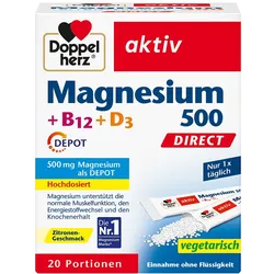 DOPPELHERZ Magnesium 500+B12+D3 Depot DIRECT Pell. 20 St