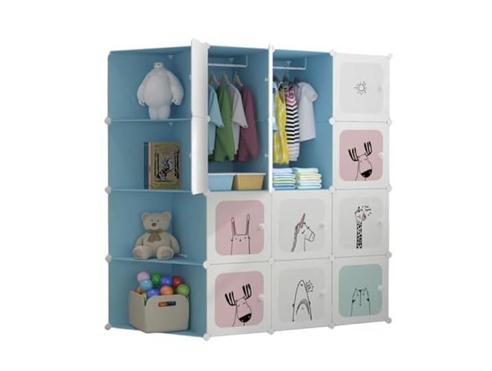 MAGIC SELECT Kinder Kleiderschrank, Modulregal, Kinderkleiderschrank, modularer Organizer, Aufbewahrungsregal für zu Hause, 16 Module, 140x105 cm