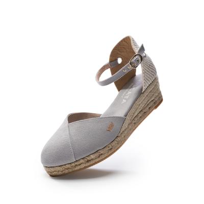 Espadrille VISCATA "Pubol", Damen, Gr. 37, grau, Textil, Schuhe Espadrille, mit schmalem Knöchelriemen