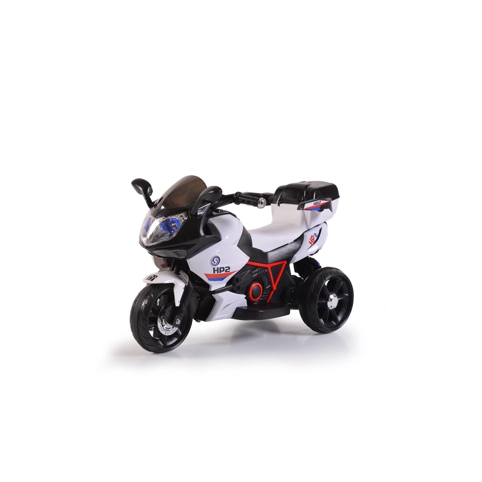 Kinder Elektromotorrad HP2 FB-6187, mit Musikfunktion, Spielzeugkorb, ab 3 Jahre schwarz