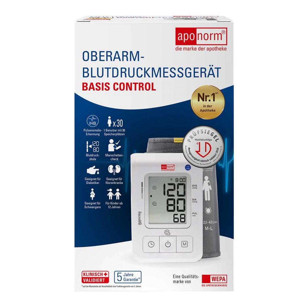 WEPA Apothekenbedarf GmbH & Co KG Aponorm Blutdruck Messgerät Basis Control Oberarm 06575428