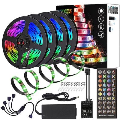 LED Lichtband wasserdichte hochwertige schwarze Platine 20m 4 x 5m Musik Timing Synchronsteuerung Flexible Lichtleiste 5050 RGB IR 40 Key Controller mit 12V 8a Adapter Kit