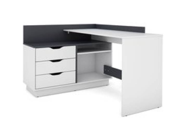 BYLIVING Bureau d'angle Belfast avec compartiments, 129 x 105 x 83 cm