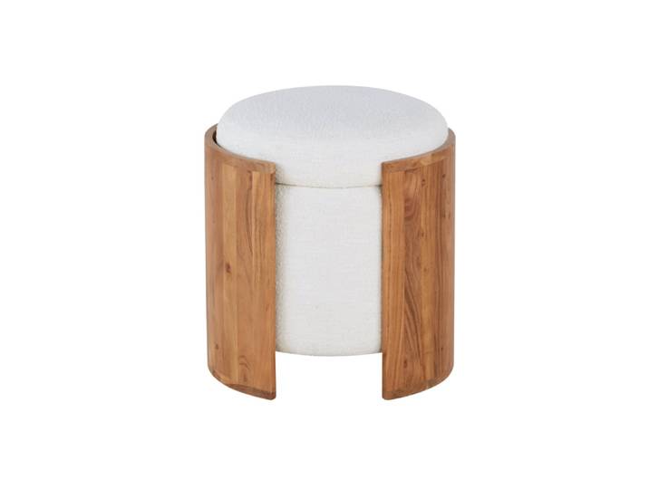 Pouf mit Stauraum aus Bouclé-Stoff, weiß