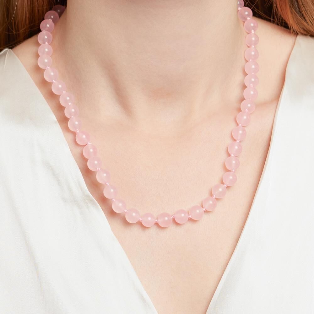 Unique Halskette aus rosa Jadeperlen Silberverschluss