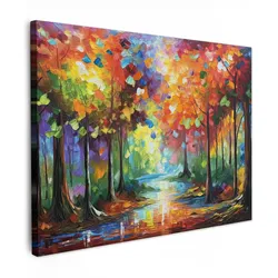 LEINWANDBILD Landschaft - Wald - Farben - Natur Wandbilder 80x60 cm