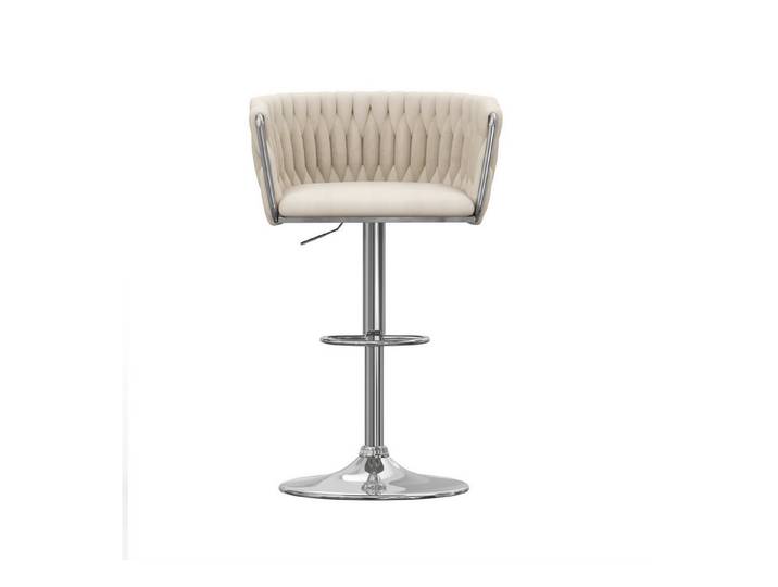 JEOBEST Barhocker Barstühle mit Samtbezug, Höhenverstellbar, Drehstühle, Küchenhocker mit geflochtener Rückenlehne Fußstütze