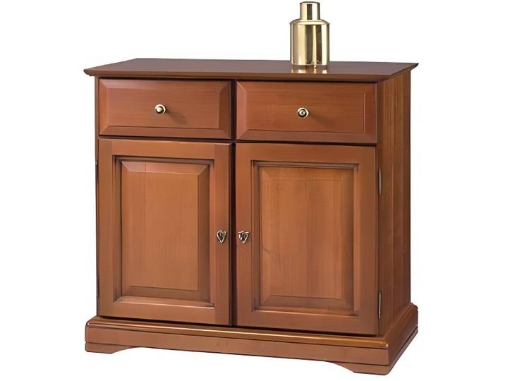 Buffet Bas Louis Philippe Merisier 2 portes 2 tiroirs - Bahut plaqué merisier