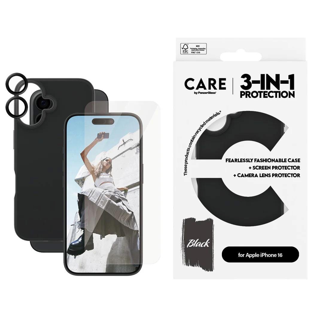 CARE by PanzerGlass® Fashion 3-in-1 Set iPhone 16 B1393+95875+95890