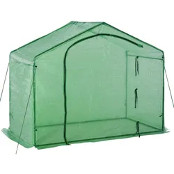 Outsunny Foliengewächshaus Frühbeet mit Fenster und Tür Grün Stahl PVC-Kunststoff 180 x 100 x 165 cm
