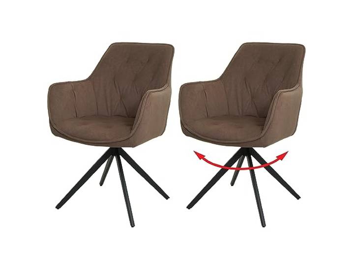 Mendler 2er-Set Esszimmerstuhl HWC-L80 Metall Stoff/Textil - braun