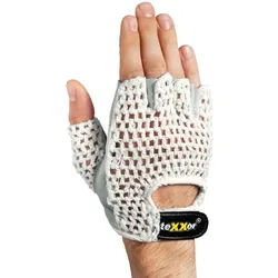 teXXor® Nappaleder-Handschuhe FAHRRADFAHRER, Leder Natur / Textil Weiß