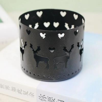 Inspire Curations Vintage Snowflake Deer Candle Holder Elegant Christmas Candle Holder For Festive Table Decor deer black