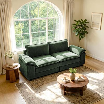 DREAMSIDEA Modular Sectional Sofa Corduroy Upholstered Armchair Set