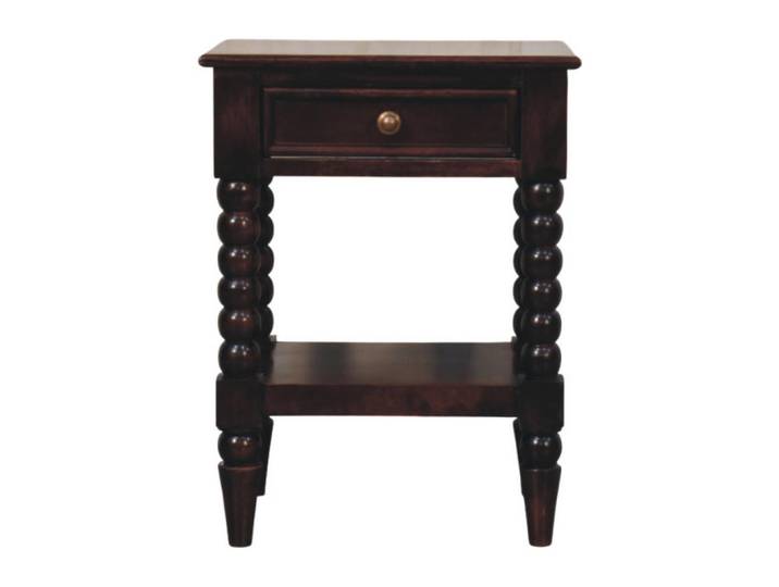 Artisan Furniture Nachtkasten Vienna, 1 Schublade und Offenes Regal, Dunkelbraun, Holz, Echtholz,Mangoholz, Holz Optik, Rechteckig, 45x60x35 cm, Schlafzimmer, Nachttische