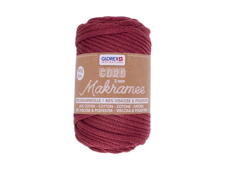 Glorex Makramee-Cord Gewebt Bordeaux 3 mm 250 g