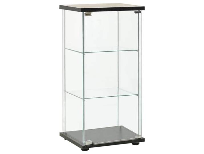 KUPTYERFG Glasvitrine Schwarz Standvitrine aus Hartglas 42,5x36,5x86 cm Staubfreie Präsentation im Wohnzimmer oder Büro: 3 Ebenen aus 4 mm Hartglas bieten stabilen Platz für Ihre Sammlerstücke.