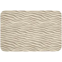 BADEMATTE Sand - Wellen - Beige Badvorleger 90x60 cm