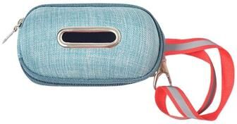 Snug & Styled Linen Pet Waste Bag Holder & Portable Dog Poop Bag Dispenser Case blue