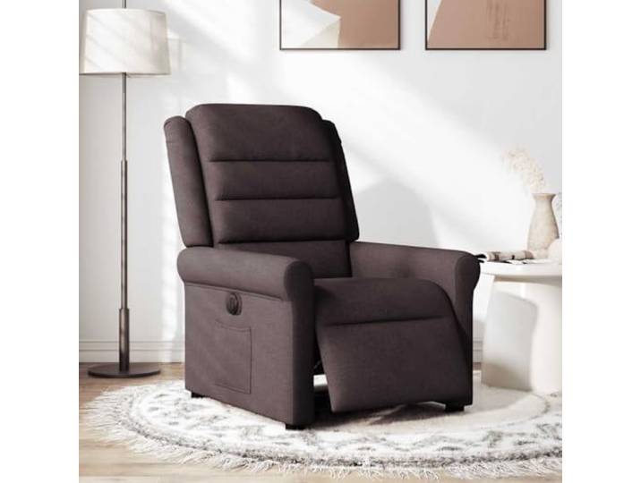 Relaxsessel Elektrisch Dunkelbraun Stoff Elektromotor,135 Grad Neigung,Seitentasche,Stoffbezug,atmungsaktiv,Holz-Metall-Rahmen