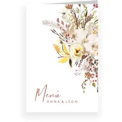 Hochzeit Menükarten mit eigenen Fotos gestalten im Design "Menükarte Hochzeit: Trockenblumen" - Musterkarte - Karten einfach online bei wunderkarten gestalten und bestellen