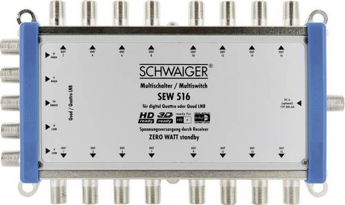 Schwaiger SEW516 531 SAT Multischalter Eingänge (Multischalter): 5 (4 SAT/1 terrestrisch) Teilnehmer-Anzahl: 16 StandBy-Funktion