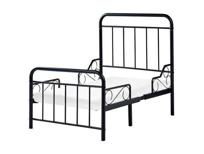 KINDERBETT mitwachsend Metall 90/200 cm Schwarz Anais